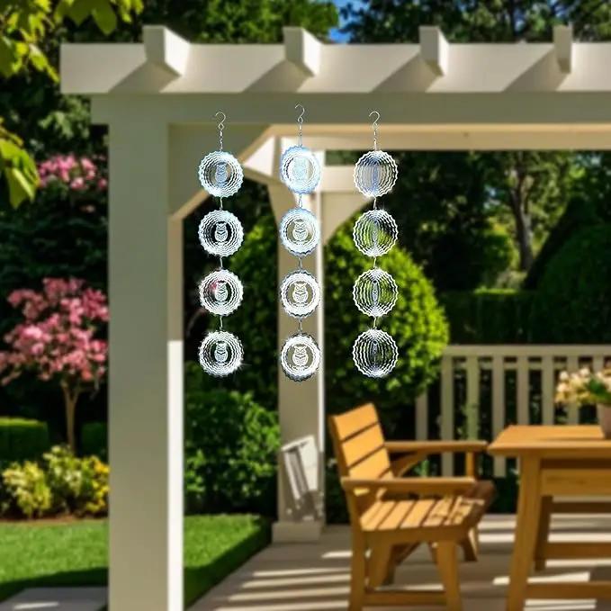 Bird Deterrents for Outside Owl Bird Scare Discs 3D Shiny Helix Wind Spinners, Reflective Bird Reflector & Stainless Steel Outdoor Garden Décor Sculpture Ornaments, Scare Birds Away from Yard Patio by GreenHaven Gardens
