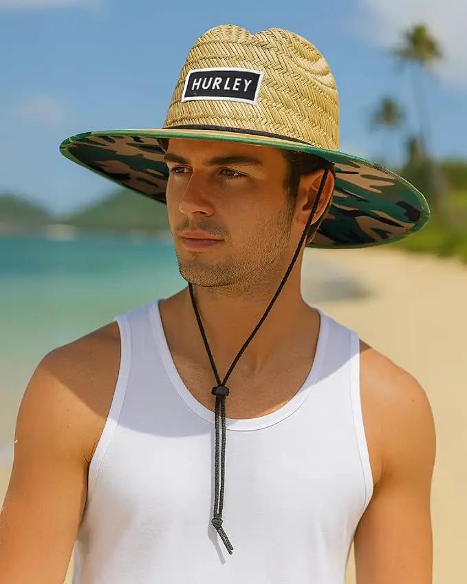 Hurley Men's Straw Hat - Bayside Lifeguard Straw Sun Hat by GreenHaven Gardens