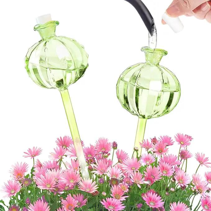 2 PCS Plant Self Watering Globes 8.9 Inch Plant Watering Devices Colorful Glass Self Watering Planter Insert for Indoor Outdoor Plants by GreenHaven Gardens