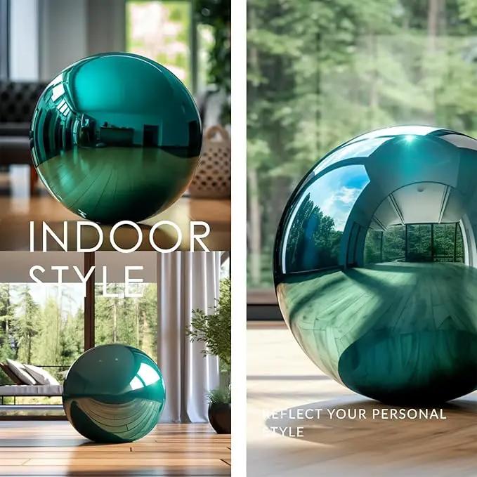 12 Inch Stainless Steel Gazing Globe,v2croft Hollow Ball Mirrored Surface Polished Shiny Sphere,Garden Stainless Steel Gazing Ball for Outdoor Lawn Pond Yard Ornament (Light Blue) by GreenHaven Gardens