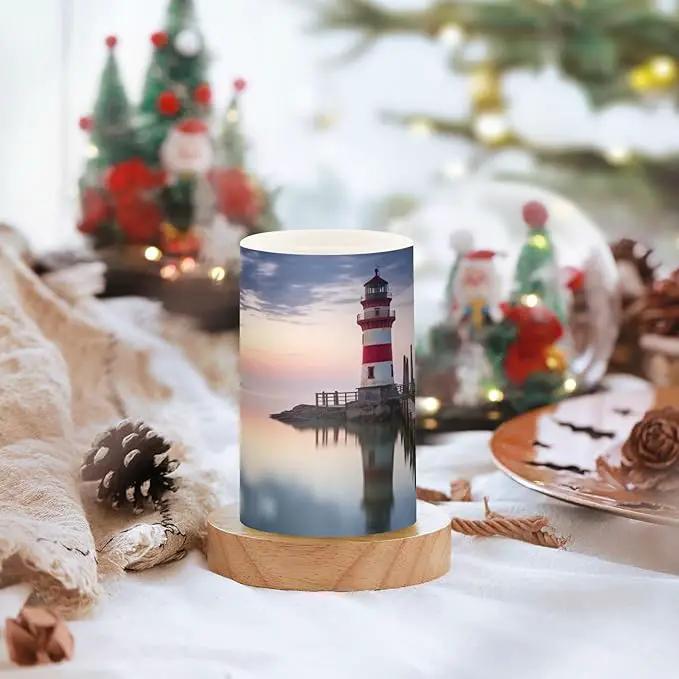 Lighthouse Flameless Candles with Remote Control and Timer, Adjustable Brightness Long Lasting Battery Operated LED Pillar Candles for Indoor Outdoor Party Home Decor, 2 Pack by GreenHaven Gardens
