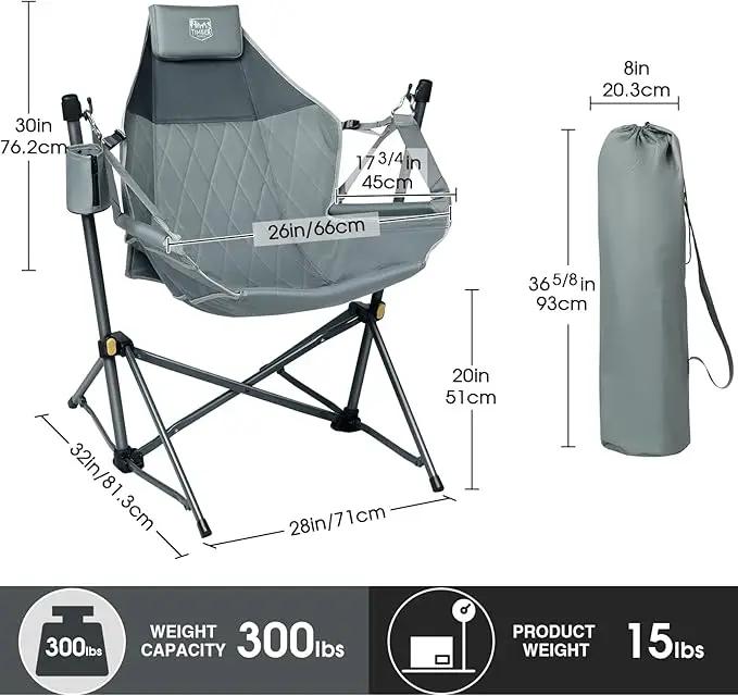 TIMBER RIDGE Hammock Camping Chair with Adjustable Backrest, Heavy Duty Folding Hammock Chair Supports 300lbs, Portable Hammock Chair for Camping, Travelling and Patio, Grey by GreenHaven Gardens