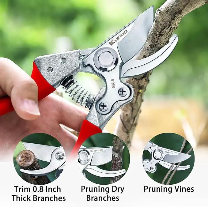 Kynup 2Packs Pruning Shears for Gardening, Garden Shears Scissors Heavy Duty, Bypass Pruner Hand Shears, Tree Trimmers Secateurs, Garden Clippers for Plants, Hedge Shears, Garden Tools (Red) by GreenHaven Gardens