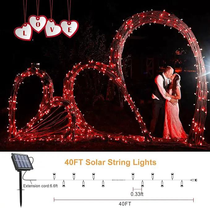 2 Pack Solar String Lights for Outside, Each 40Ft 120 LED Solar Lights Outdoor, 8 Modes Waterproof Solar Powered Twinkle Light for Backyard Patio Tree Party Garden Wedding Decoration, Red by GreenHaven Gardens