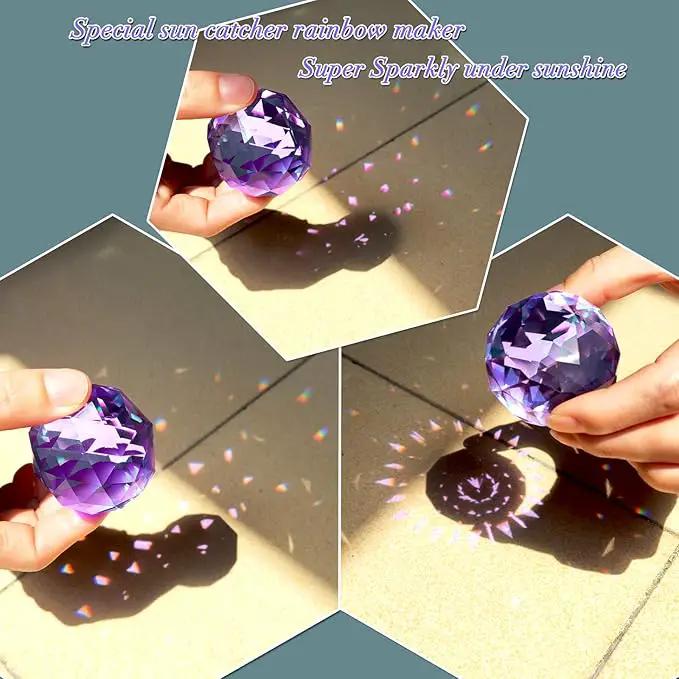 Wind Spinner Spiral Tail, Gazing Ball Spiral, Decorative Sun Catcher Rainbow Maker 11inch Tail and 2 inch Purple Crystal Orb with Swivel Hook, Indoor & Outdoor Garden Decoration 13" Height by GreenHaven Gardens