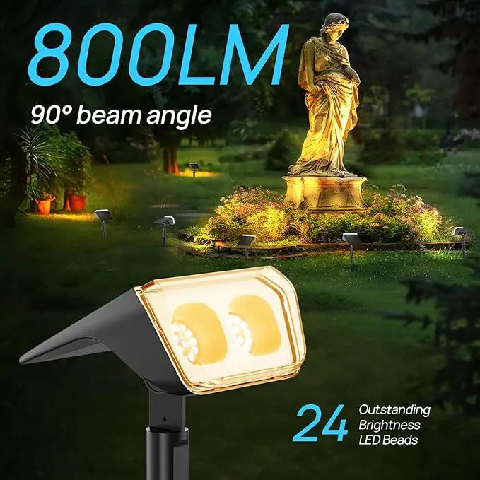 Consciot Solar Spot Lights Outdoor Waterproof, 24 LED Dusk-to-Dawn Solar Spotlight, 2 in 1 Adjustable Wall Lights, Warm White Solar Landscape Spotlights for Garden Yard Wall Walkway, 6 Pack by GreenHaven Gardens