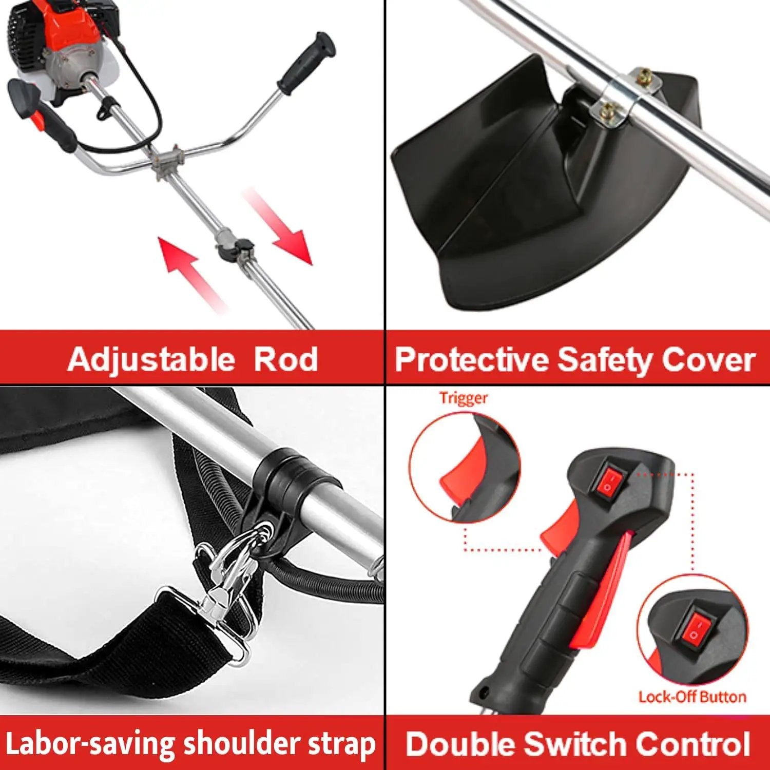 58CC Weed Wacker, Weed Eater Gas Powered 4 in 1 Cordless, String Trimmers 2-Cycle Gas Brush Cutter Weed Wacker Straight Shaft Gas Grass Trimmer for Lawn and Garden Care Trimming by GreenHaven Gardens