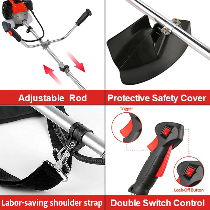 Homdox 58cc 2-Cycle Gas Weed Eater, 4 in 1 Brush Cutter, String Trimmer and Gas Weed Wacker Trimmer for Lawn and Garden Care Trimming, Red by GreenHaven Gardens