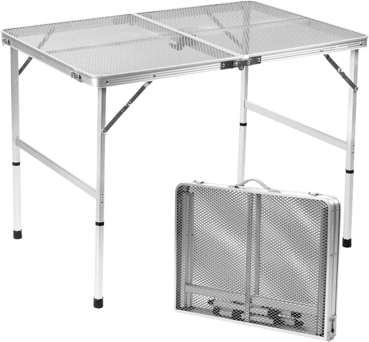 Folding Table, Easy for Storage, Compact and Portable Picnic Table for Grill, Outdoor Camping, Garden, Patio, Dining, BBQ, Party, Market, 3Ft (Medium, Silver) by GreenHaven Gardens
