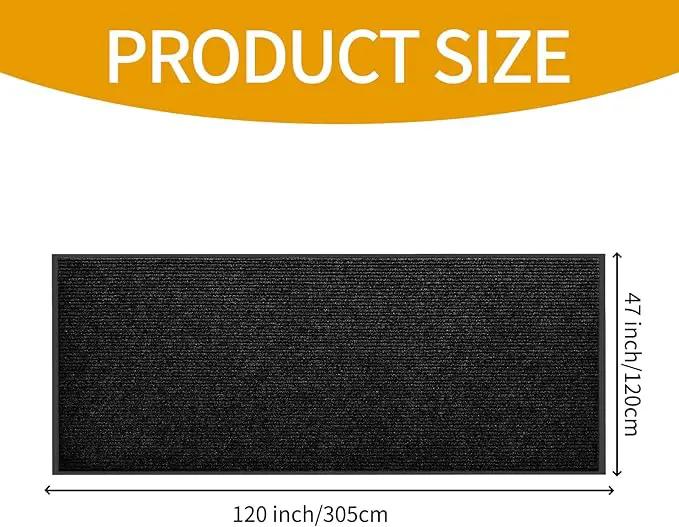 fani Heavy Duty Large Outdoor Indoor Entrance Black Doormat Waterproof Low Profile Entrance Rug Front Door Mat Patio Anti-Skid Rubber Back, 48x120 inch (Black) by GreenHaven Gardens