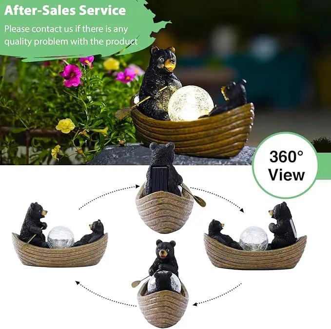 Goodeco Solar Bears Boating Statue - Waterproof Outdoor Bear Decor with Solar Gazing Ball Lights - Great Gift for Bear Lovers and Garden Enthusiasts - Ideal Gifts for Mom & Birthdays by GreenHaven Gardens