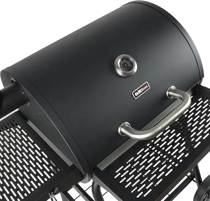 Grill Boss 23 Inch Charcoal Barrel Grill with Adjustable Grate, Large Cooking Area, Black by GreenHaven Gardens