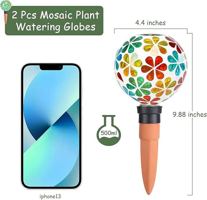 Plant Watering Globes Mosaic Self Watering Stakes 2 Pack Large Self Watering Planter Insert Automatic Watering Device Outdoor Indoor Decoration by GreenHaven Gardens