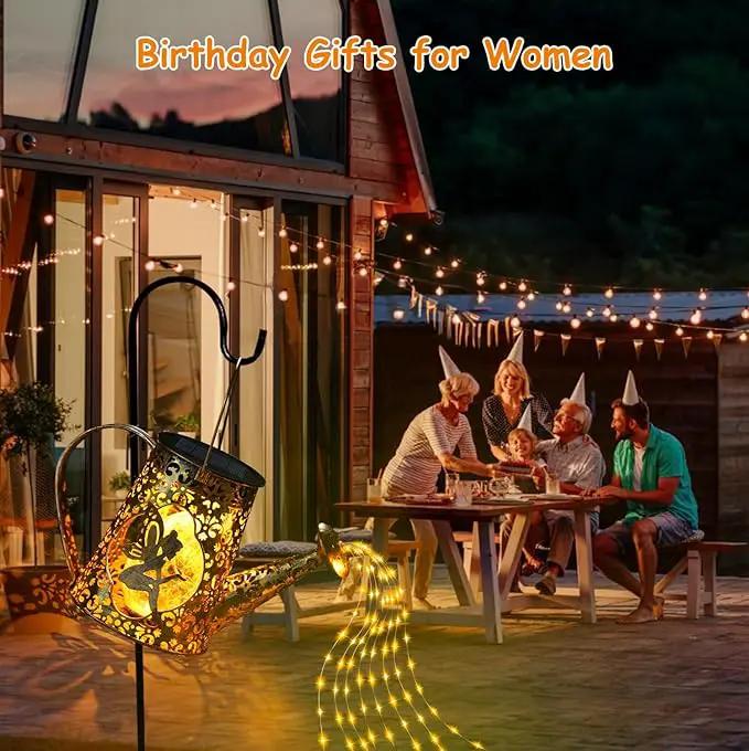 YJFWAL Solar Watering Can Lights, Unique Fairy Gifts for Women Mom Grandma Birthday, Waterproof Outdoor Garden Decor Large Hanging Solar Lantern Fairy Lights for Patio Porch Yard Flowerbed Pathway by GreenHaven Gardens