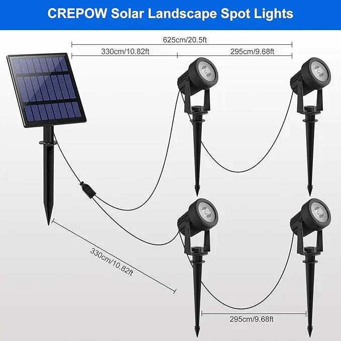 Solar Spot Lights Outdoor, 4-in-1 Solar Landscape Spotlight Waterproof 9.8ft Cable, 5W 3000mAh, Auto ON/Off Adjustable Solar Wall Lights for Yard, Ground, Garden, Pool, Lawn (Cold White) by GreenHaven Gardens