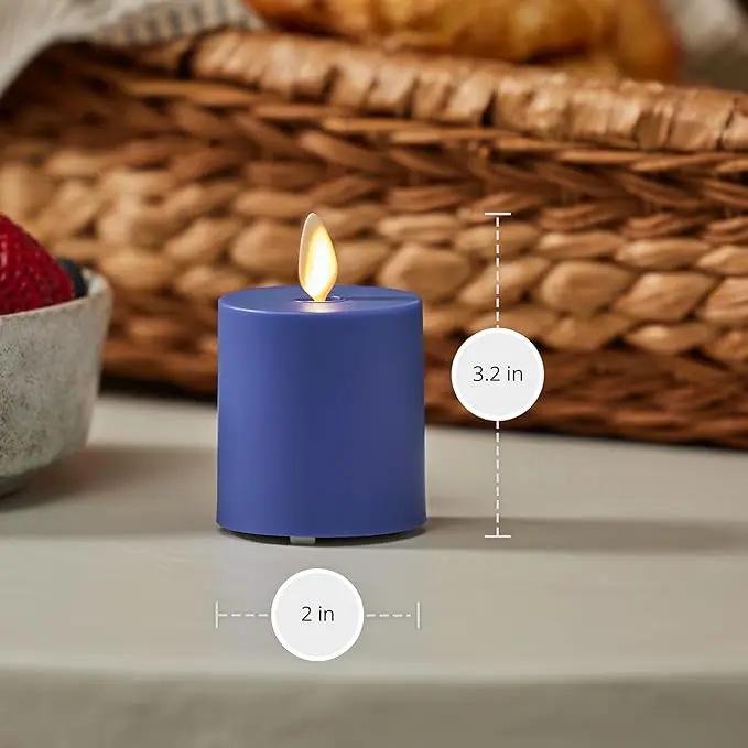 Luminara Outdoor Votive Flameless LED Candle, Vivid Ultramarine 2" x 3.2", Moving Flame Battery Operated Timer Remote Ready IPX4 Matte Plastic Finish by GreenHaven Gardens