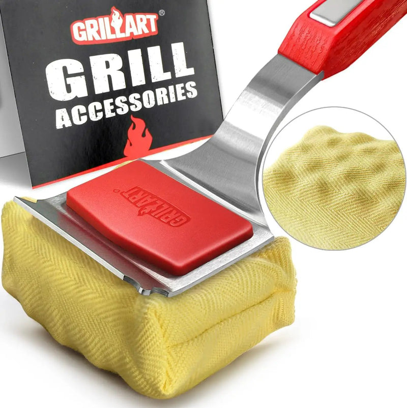 GRILLART Grill Brush Bristle Free. SteamWizards BBQ Replaceable Cleaning Head, Unique Seamless-Fit Scraper Tool for Cast Iron/Stainless-Steel Grates, Safe Barbecue Grill Cleaner-Red by GreenHaven Gardens