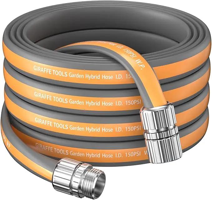 Giraffe Tools Garden Hose 50FT, 5/8" Lightweight Lay Flat Water Hose, Custom Length, Flexible, Leakproof Hybrid Hose Pipe with Male to Female Fitting by GreenHaven Gardens