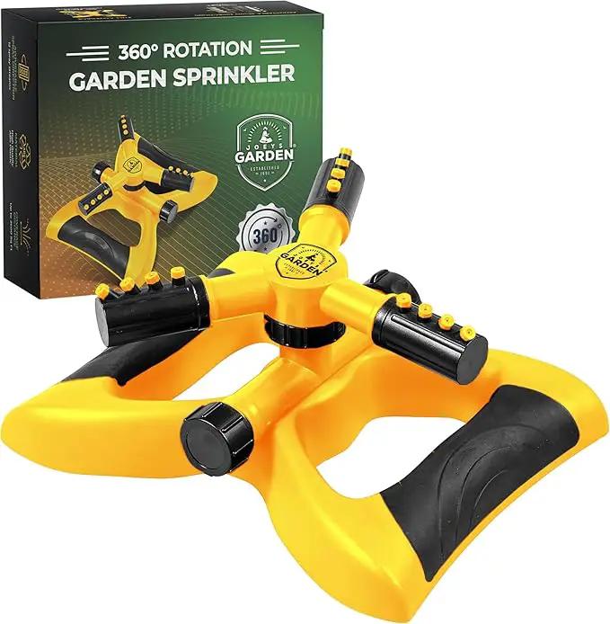 Joeys Sprinkler for Yard, Rotating Garden Sprinkler for Large Area Coverage, Lawn and Yard Sprinklers (Yellow) by GreenHaven Gardens