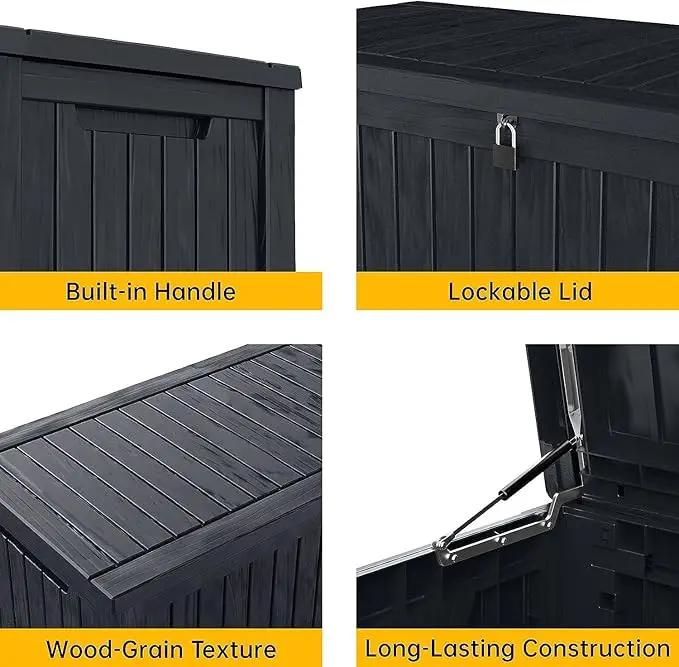 182 Gallon Deck Box Waterproof, UV Resistant Resin Outdoor Storage Box with Hydraulic Rod, Lockable Design and Enhanced Durability for Patio, Garden, and Poolside Use by GreenHaven Gardens