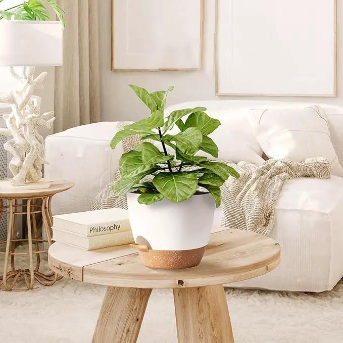 5Pack Self Watering Plant Pots for Lazy People, 7/6.5/6/5.5/5 Inch,White Plastic Self Watering Planter for All Houseplants,Succulent, African Violets,Snake Plants, Flowers and Cactus