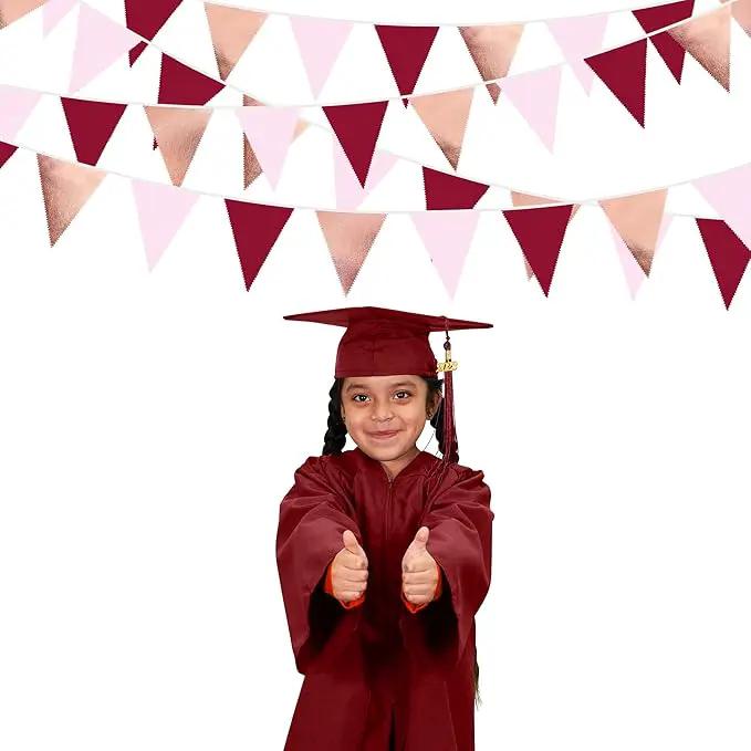 Burgundy Party Decorations Rose Gold Maroon Pink Fabric Triangle Pennant Banner Pink Garnet Flag Bunting Garland for Graduation Wedding Birthday Bridal Shower Bachelorette Anniversary Party Supplies by GreenHaven Gardens