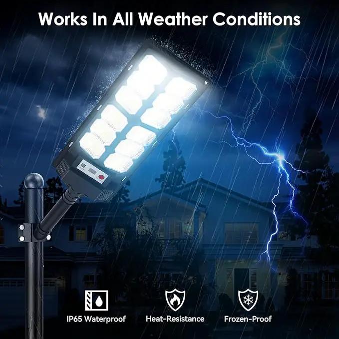 2 Pack Solar Street Lights Outdoor Waterproof 6500K 13000LM LED Solar Flood Lights Dusk to Dawn Parking Lot Light with Motion Sensor and Remote Control for Commercial Area Lighting Yard by GreenHaven Gardens