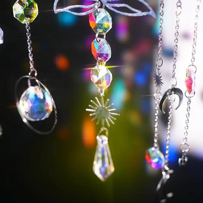 ilclviz Suncatcher Crystal Hanging Sun Catcher Prism with Chain Pendant Ornament Crystal Balls for Window 6 Pieces by GreenHaven Gardens