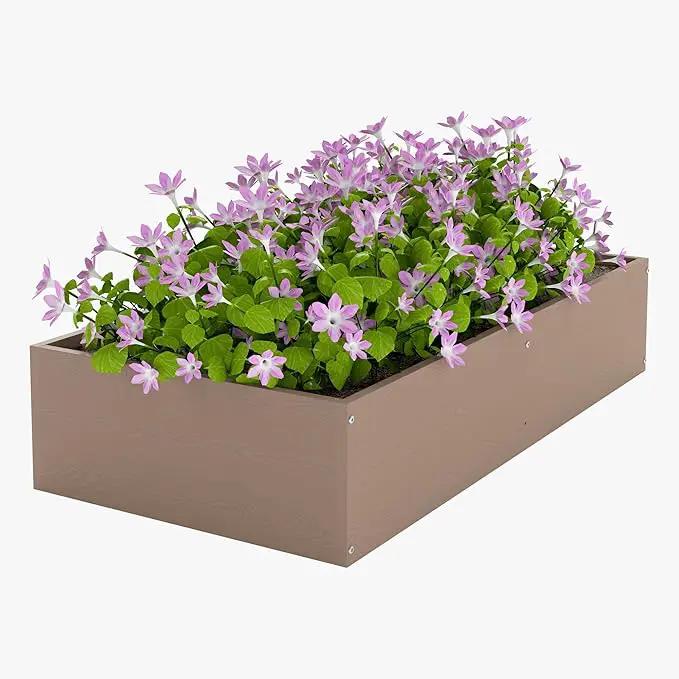 HDPE Raised Garden Bed 47.24 * 24.4 * 9.65 in,Vegetable Planter Bed Outdoor,Elevated Horticulture Planter Bed,Waterproof,Rot-Resistant and Non-Cracking Above Ground Garden Bed(Light Brown) by GreenHaven Gardens