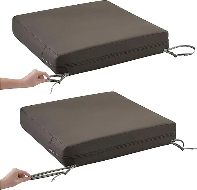 Classic Accessories Ravenna Water-Resistant 21 x 19 x 5 Inch Patio Seat Cushion, Dark Taupe, Patio Loveseat Cushion by GreenHaven Gardens