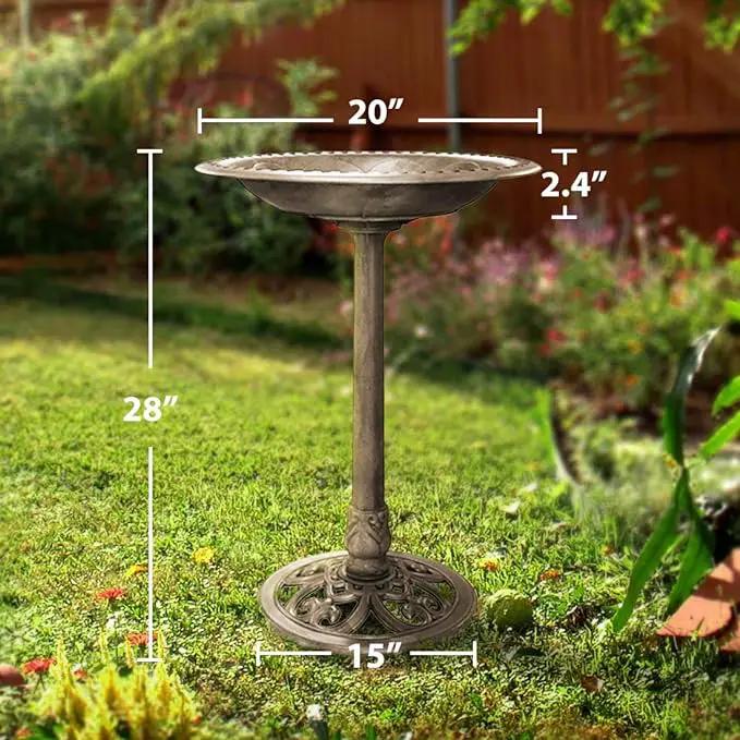 VIVOHOME 28 Inch Height Polyresin Lightweight Antique Outdoor Garden Bird Bath Copper by GreenHaven Gardens