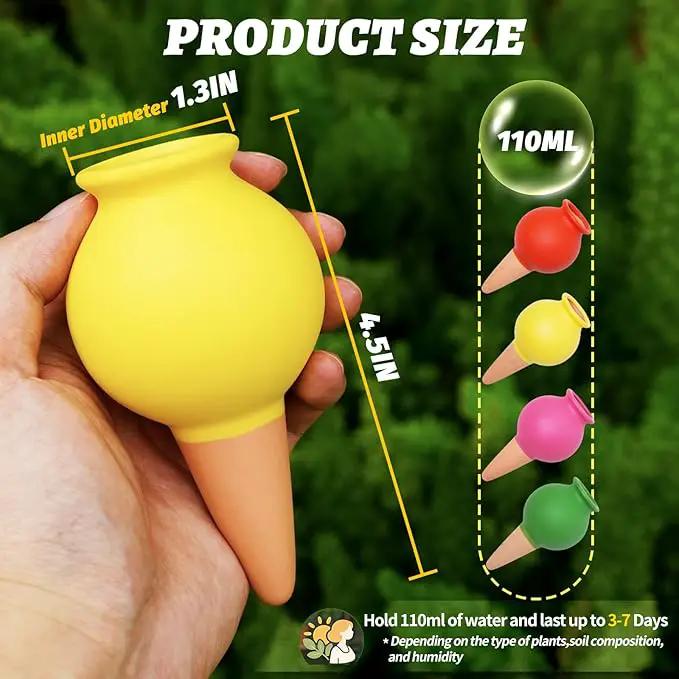 Terracotta Self Watering Spikes, 4 Pack Watering Bulbs for Indoor Outdoor Plants, Vacation Slow Release Plant Self Watering Planter Insert Devices, Colorful Water Globes While Away by GreenHaven Gardens