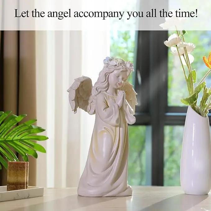 Angel Garden Statue,Memory Guardian Solar Garden Decor with Warm Light,Waterproof Outdoor Garden Decor Praying Angel Figurine Sculpture for Lawn Yard Patio,Sympathy Gift,White by GreenHaven Gardens