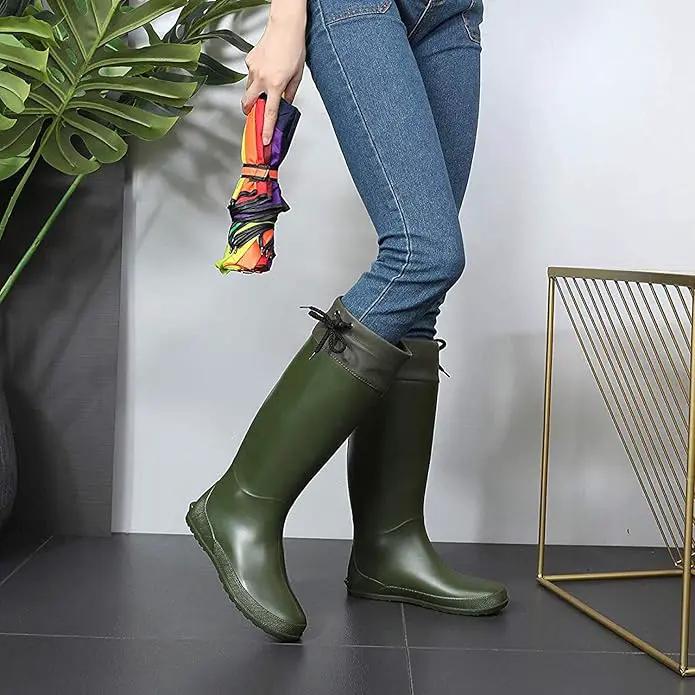 Asgard Packable Tall Rain Boots for Women Waterproof Rubber Garden Boots Ultra Lightweight Flat Mud Boots- NOT FOR WIDE CALF by GreenHaven Gardens