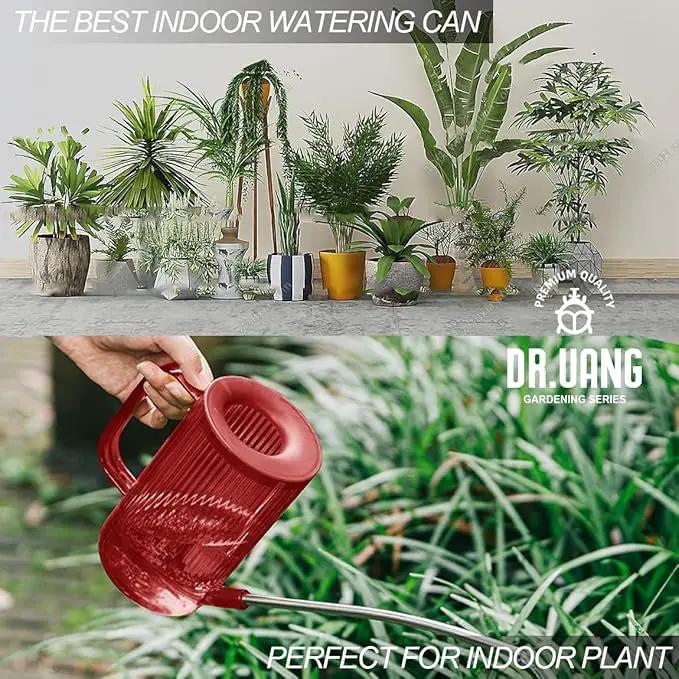Small Watering Can Indoor Plants with Long Spout (1L, Red) by GreenHaven Gardens