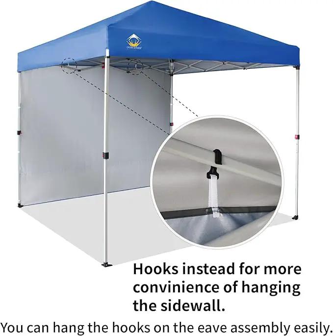 CROWN SHADES 8x8 Pop Up Canopy with 1 Side Wall - Beach Tent with One Push Setup - Outdoor Sun Shade for Events, Parties, Camping - Gazebo with STO-N-Go Cover Bag (Blue) by GreenHaven Gardens