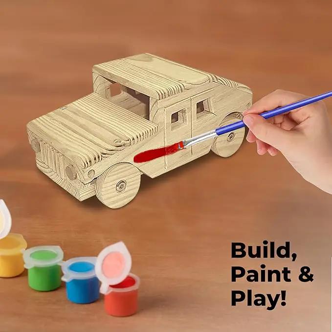 Kraftic Woodworking Building Kit for Kids and Adults, 3 Educational DIY Carpentry Construction Wood Model Kit STEM Toy Projects for Boys and Girls - Wooden Military Vehicle, Excavator and Bird-Feeder by GreenHaven Gardens