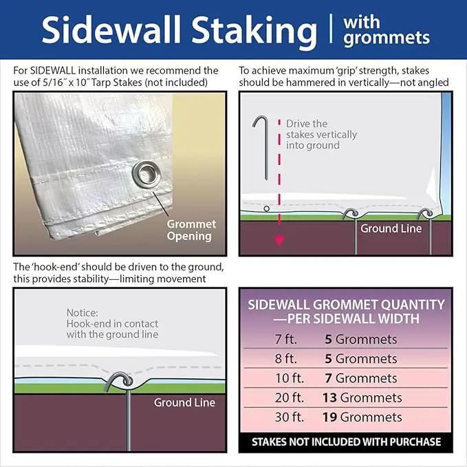 20' x 40' Economy Sidewall Kit for Canopy Tent, Complete Set of (6) White 20' Side Walls for 7' Foot Height Party Frame and Outdoor Canopy Pole Tents, Tent Not Included by GreenHaven Gardens