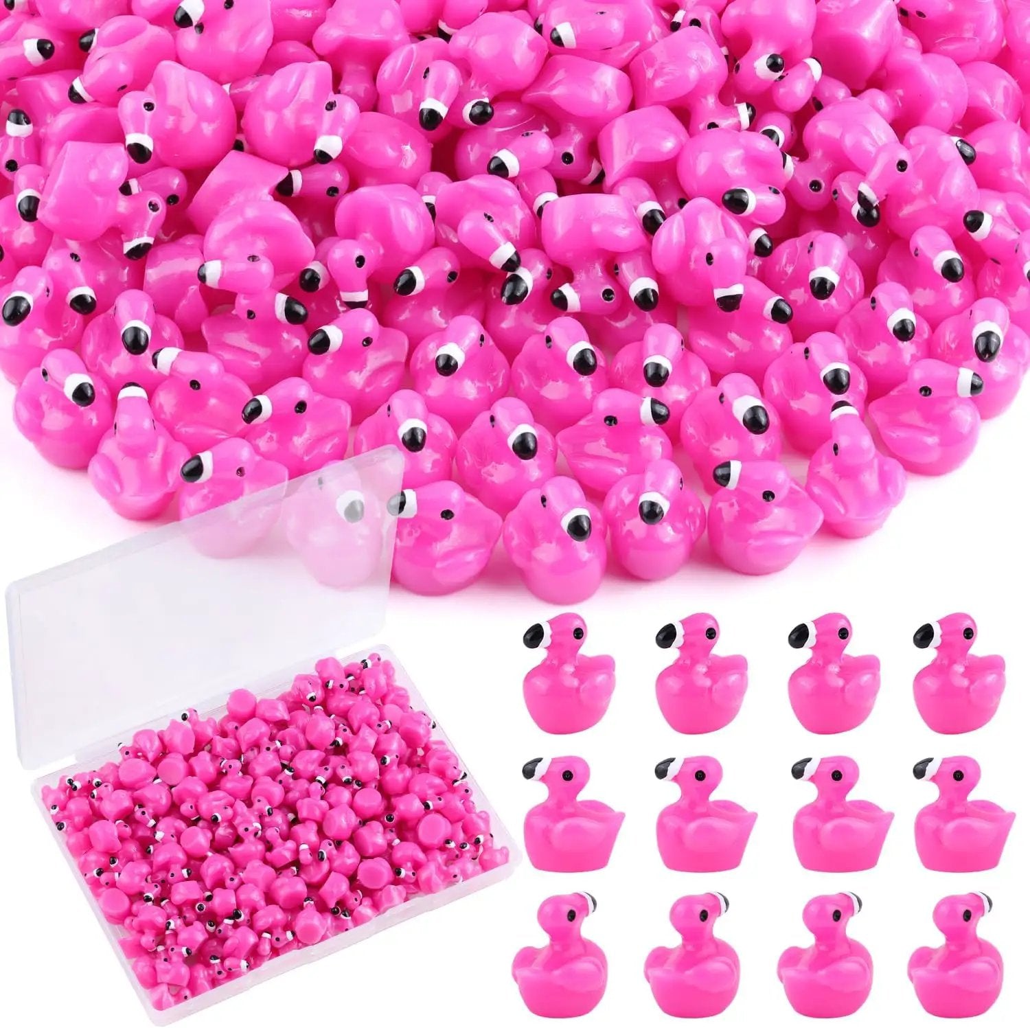 200PCS Mini Resin Animals Cute Rose Pink Tiny Flamingo Ducks, Miniature Figures to Hide, Small Animal Toys Accessories Bulk for Topper Garden Dollhouse Landscape Aquarium Ornaments DIY Crafts & Decor by GreenHaven Gardens