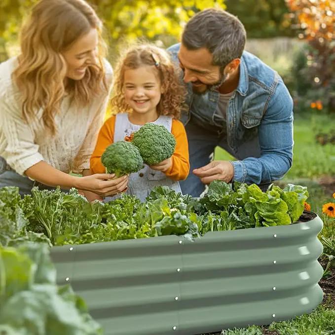 4x2x1ft Oval Galvanized Raised Garden Bed Outdoor 9-in-1 Large Metal Modular Planter Box Raised Beds for Gardening,Vegetables,Fruits,Flowers & Herbs (Green) by GreenHaven Gardens