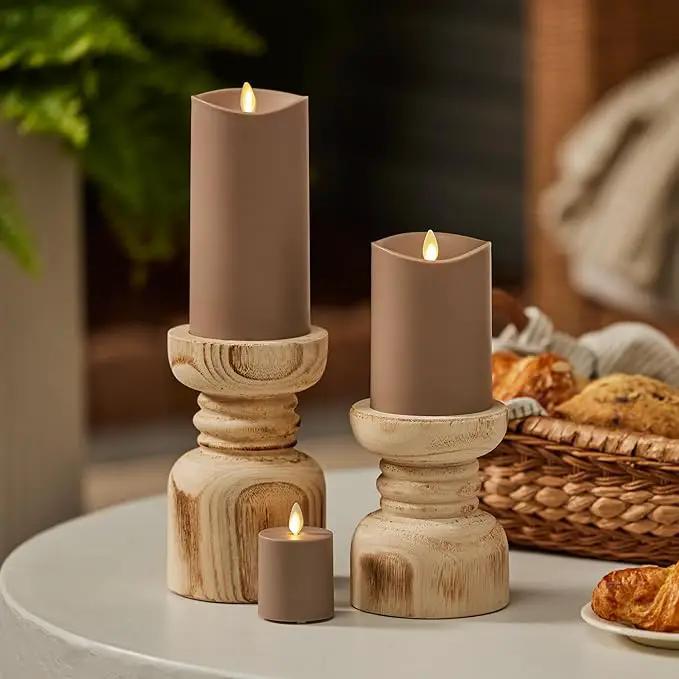 Luminara Outdoor Votive Flameless LED Candle, Timeless Taupe 2" x 3.2", Moving Flame Battery Operated Timer Remote Ready IPX4 Matte Plastic Finish by GreenHaven Gardens