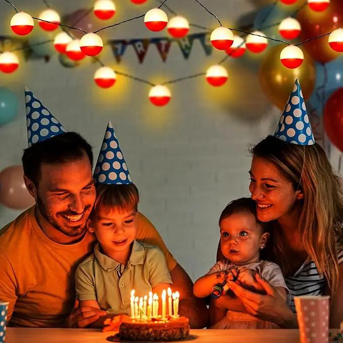 Deekin 1 Pcs LED Fishing Birthday Decorations Bobbers String Lights Battery Powered Ofishally One Theme Decor with Extra Bulbs for Gone Fishing Birthday Party Supplies Pole Party Favors by GreenHaven Gardens