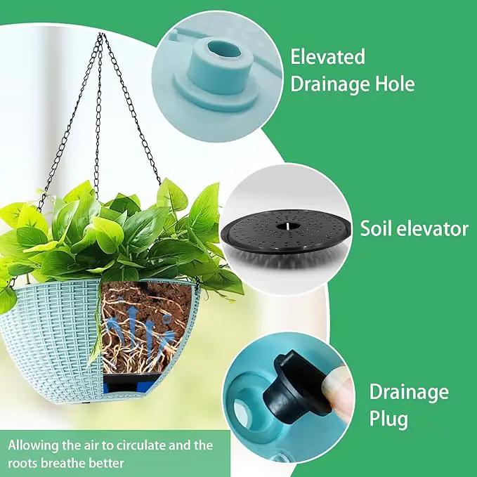 Hanging Planters for Indoor Plants 8/10 Inch, 4 Packs Plant Hanger Outdoor with Drainage Holes, Hanging Basket Flower Pot Perfect for Home, Office and Garden (Sky Blue) by GreenHaven Gardens