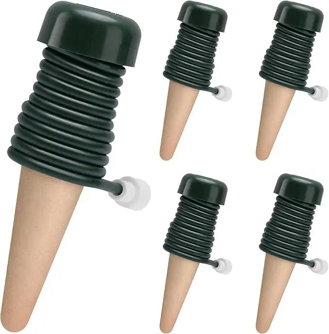 BYDOLL Plant Self-Watering Stakes Automatic Watering Terracotta Spikes for Indoor Outdoor Plants,Houseplant Insert Devices for Vacation use,Bonsai Drip Irrigation System (5 Pack) by GreenHaven Gardens