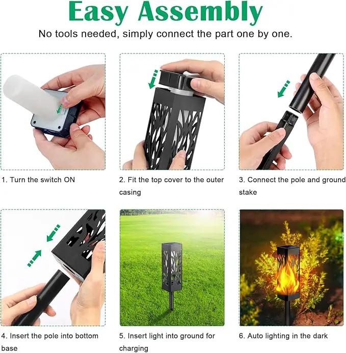 TomCare Flickering Flames Pathway Lights Solar Powered Decorative Garden Waterproof Torch Outdoor Landscape Lighting for Yard Patio by GreenHaven Gardens