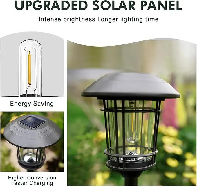 Grand patio Solar Outdoor Lights, 5 Pack, Glass Light Metal Pathway Light, Waterproof Landscape Lighting, Automatic Dusk and Dawn Sensor (Slate Gray) by GreenHaven Gardens
