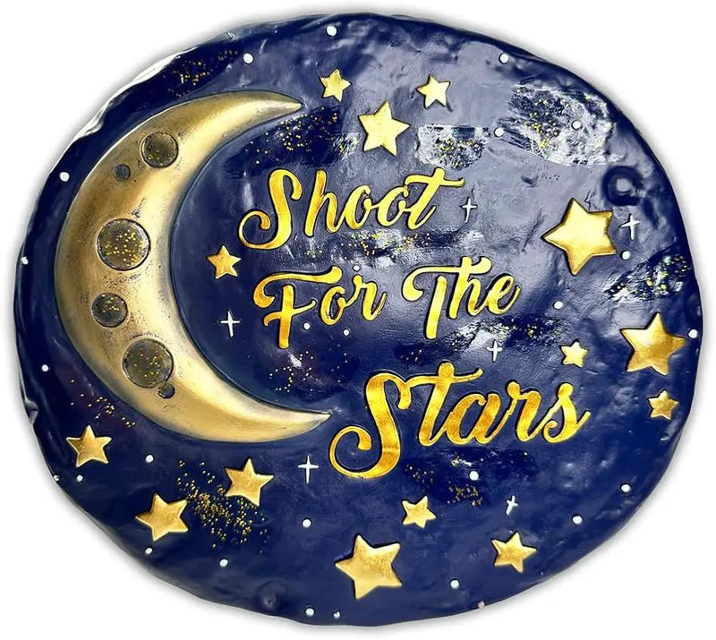 Elegant Resin Stepping Stone, Outdoor Garden Pathway Decoration (Shoot for The Stars Stepping Stone, 9.5" Galactic Moon and Stars Space Themed Gift) by GreenHaven Gardens