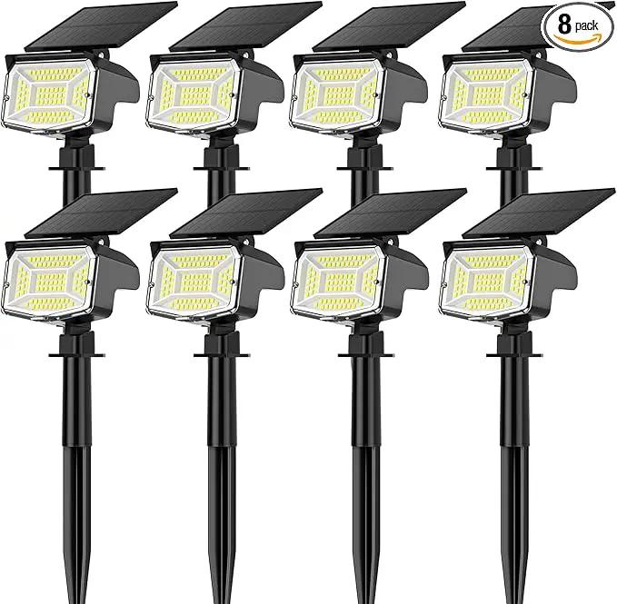 Solar Spot Lights Outdoor, 92 LEDs Landscape Lighting with 3 Lighting Modes and Auto On/Off, IP67 Waterproof Spotlights, Outdoor Solar Lights for Yard Garden, 8 Pack (Cool White) by GreenHaven Gardens