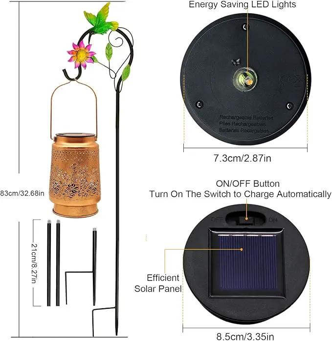 2 Pack Solar Lanterns Outdoor Hanging Lanterns with Shepherd Hook, Birthday Gifts for Women Mom Grandma Hummingbird Metal Decor Lantern Waterproof Solar Lights LED Decorative for Garden Yard Patio by GreenHaven Gardens