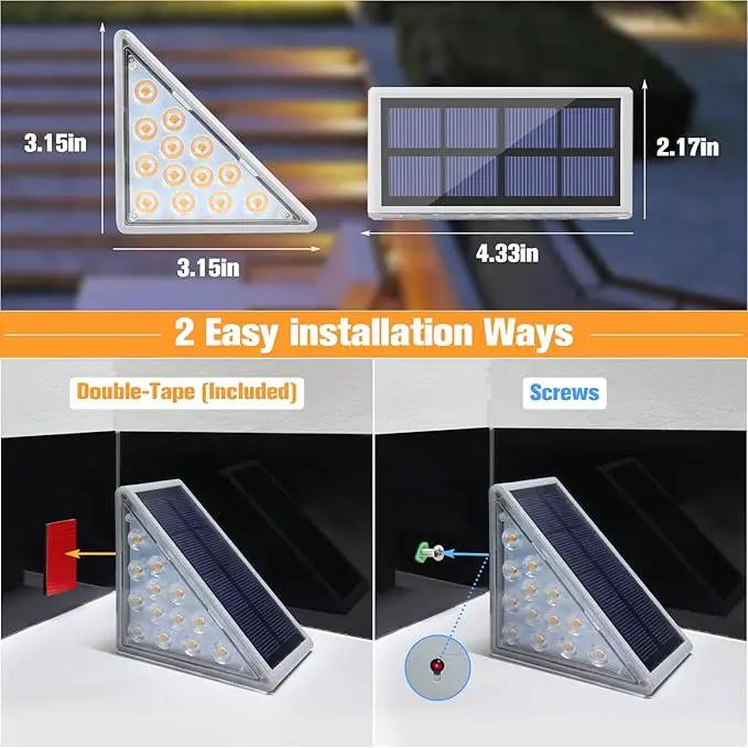 VOLISUN Solar Stair Lights 12 Pack, Solar Step Lights Waterproof IP67, Outdoor Step Light with 13 LEDs, Outdoor Lighting Decor for Yard Stair, Patio, Front Door, Front Porch and Deck(Cool White) by GreenHaven Gardens